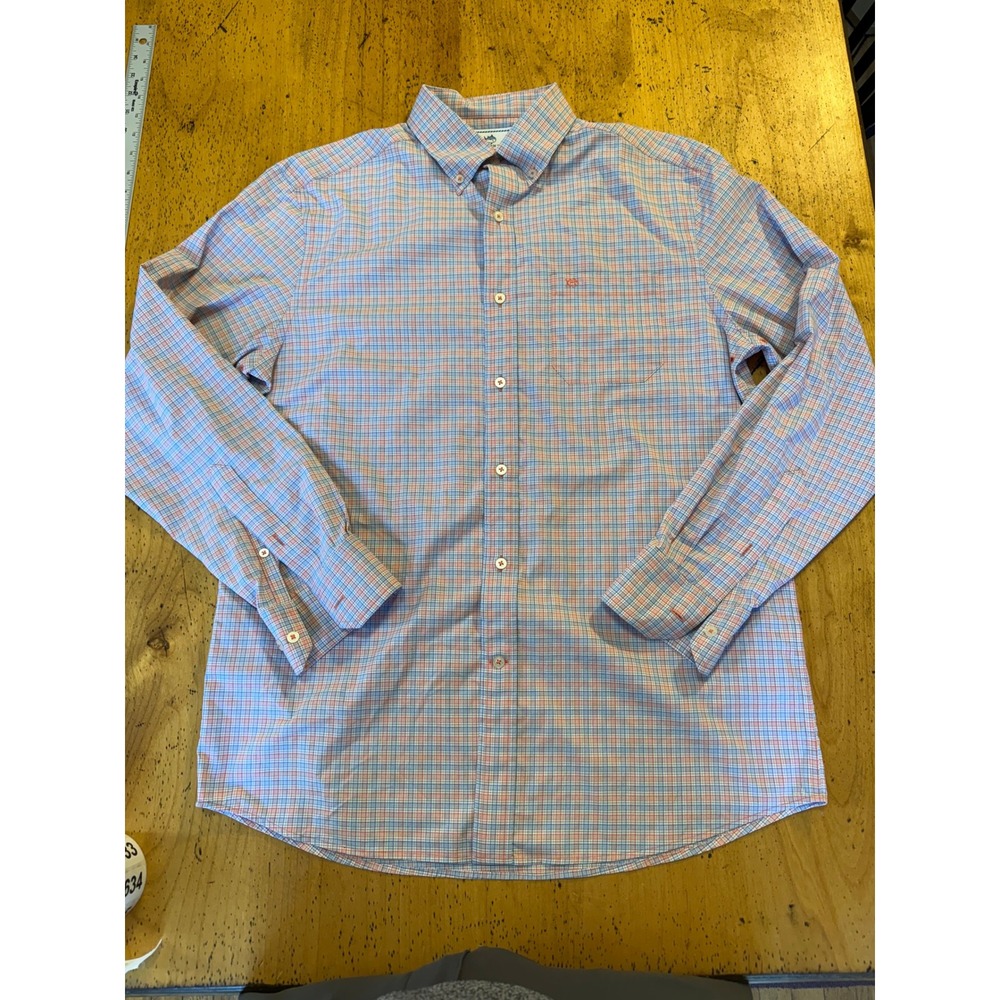 Southern Tide Intercoastal Size M Plaid Performance Long Sleeve Button Down